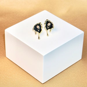 Enamel Flower Drip Stud Earring 18K Gold Plated image 1