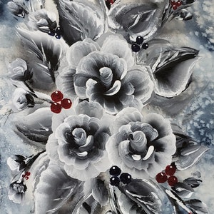 5” X 7” Original Art Black and White Wall Art Watercolor Roses