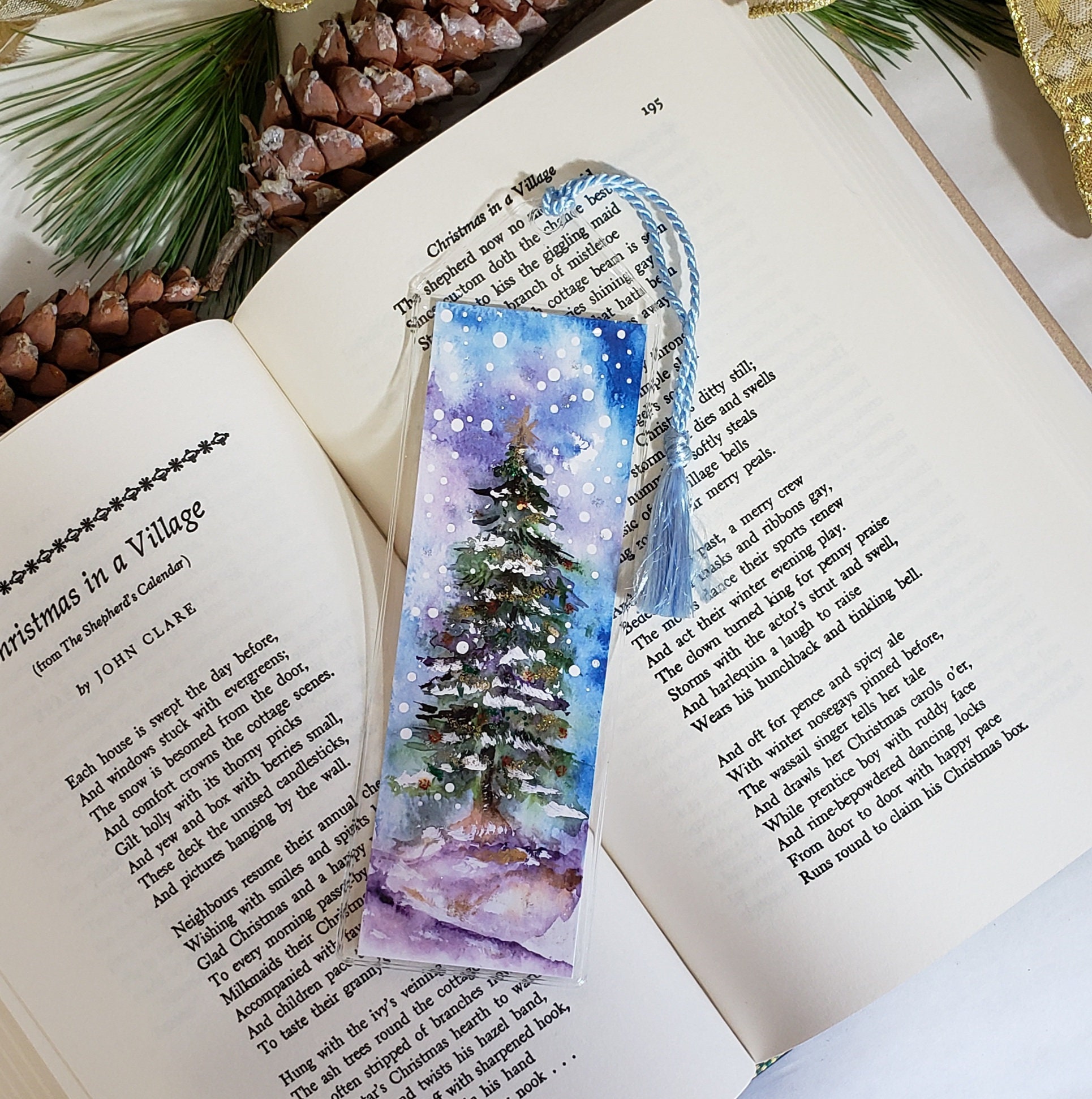 Printed Bookmark Decorated Christmas Tree Bookmark W/O Etsy.de
