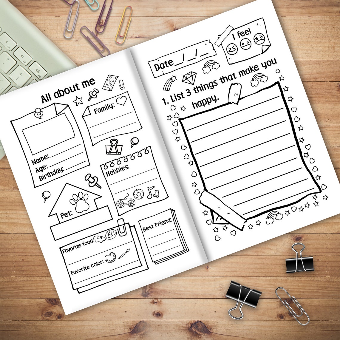 3 Minute Gratitude Journal for Girls, Journal Prompt for Kid Age 5-10 ...