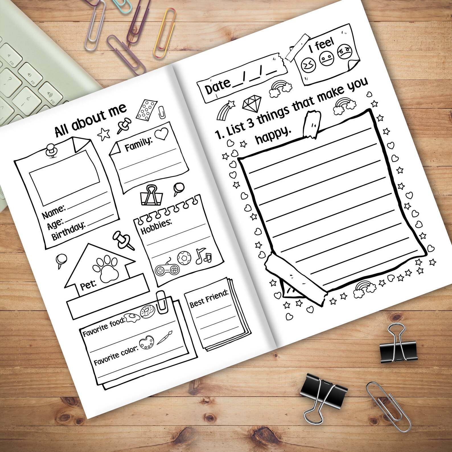 3 Minute Gratitude Journal for Girls, Journal Prompt for Kid Age 5-10 ...