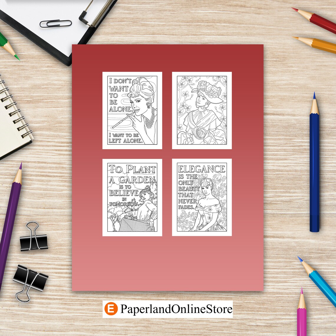Audrey Coloring Book, Coloring Books for Adults, Actress Coloring Book ...