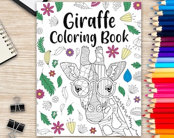 Giraffe Coloring Book, Adult Coloring Book, Animal Coloring Book, Floral Mandala Coloring Pages, Quotes Coloring Book, Giraffe Lover Gift