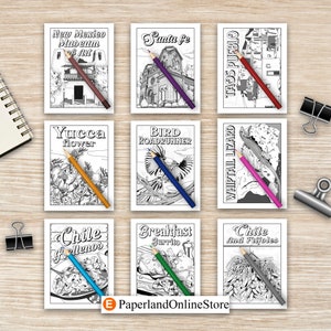 New Mexico Coloring Book, Adult Painting on USA States Landmarks and Iconic, Stress Relief Activity Books, Memorial Gift for Tourist