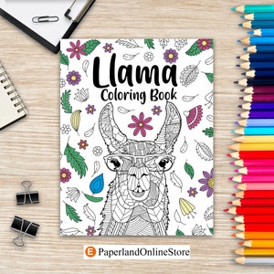 Llama Coloring Book, Adult Coloring Book, Gifts for Llama Lovers, Floral Mandala Coloring Pages, Animal Coloring Book, Activity Coloring