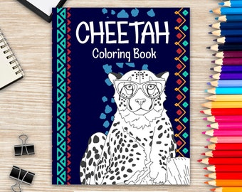 Cheetah Coloring Book, Coloring Books for Adults, Gifts for Painting Lover, Tiger in Mandala Art Coloring Pages, Safari Zoo Animal Lovers