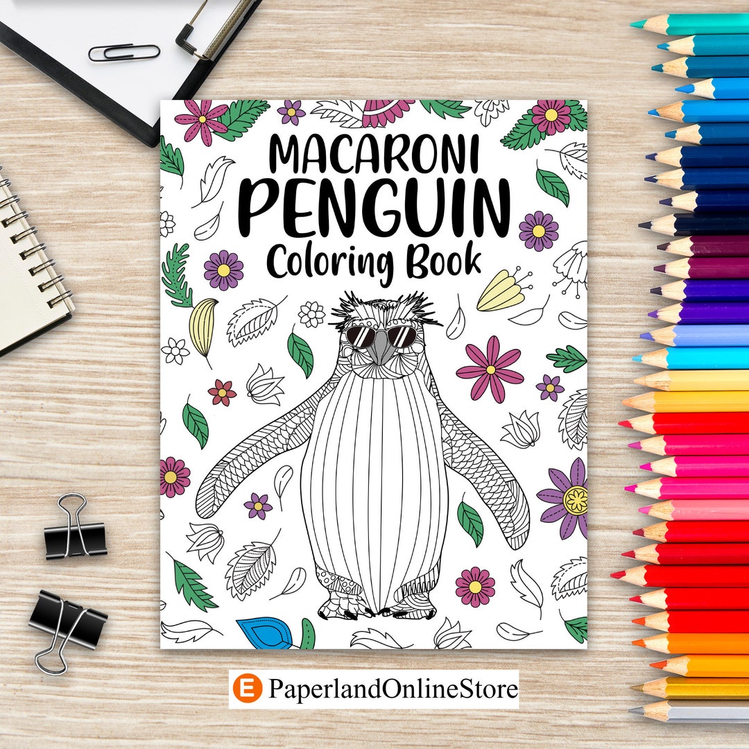 Macaroni Penguin Coloring Book, Zentangle Pattern and Mandala Style ...