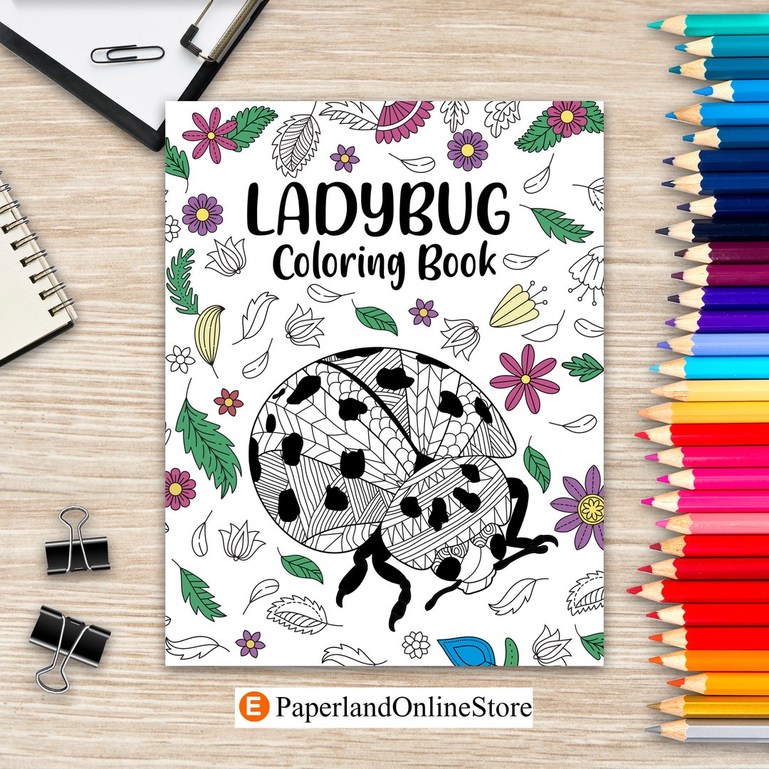 Ladybug Coloring Book, Adult Coloring Book, Gifts for Ladybug Lovers ...