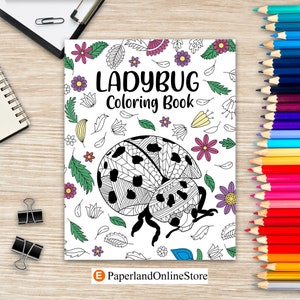 Ladybug Coloring Book, Adult Coloring Book, Gifts for Ladybug Lovers, Floral Mandala Coloring, Insecta Coloring Book, Activity Coloring Book