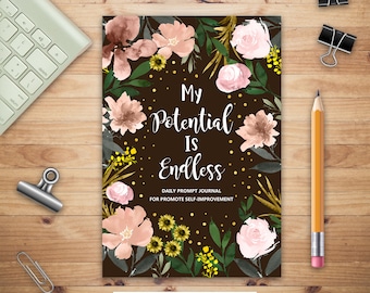 My Potential is Endless, Self Improvement Journal, Self Development Journal, Personal Growth Journal, Daily Question Book, Mindfulness