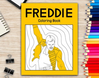 Freddie Coloring Book, Adult Coloring Book, Queen Band, Legend Rock Singer, Song Lyrics Art, Music Gifts, Movie Star, LGBT Gifts