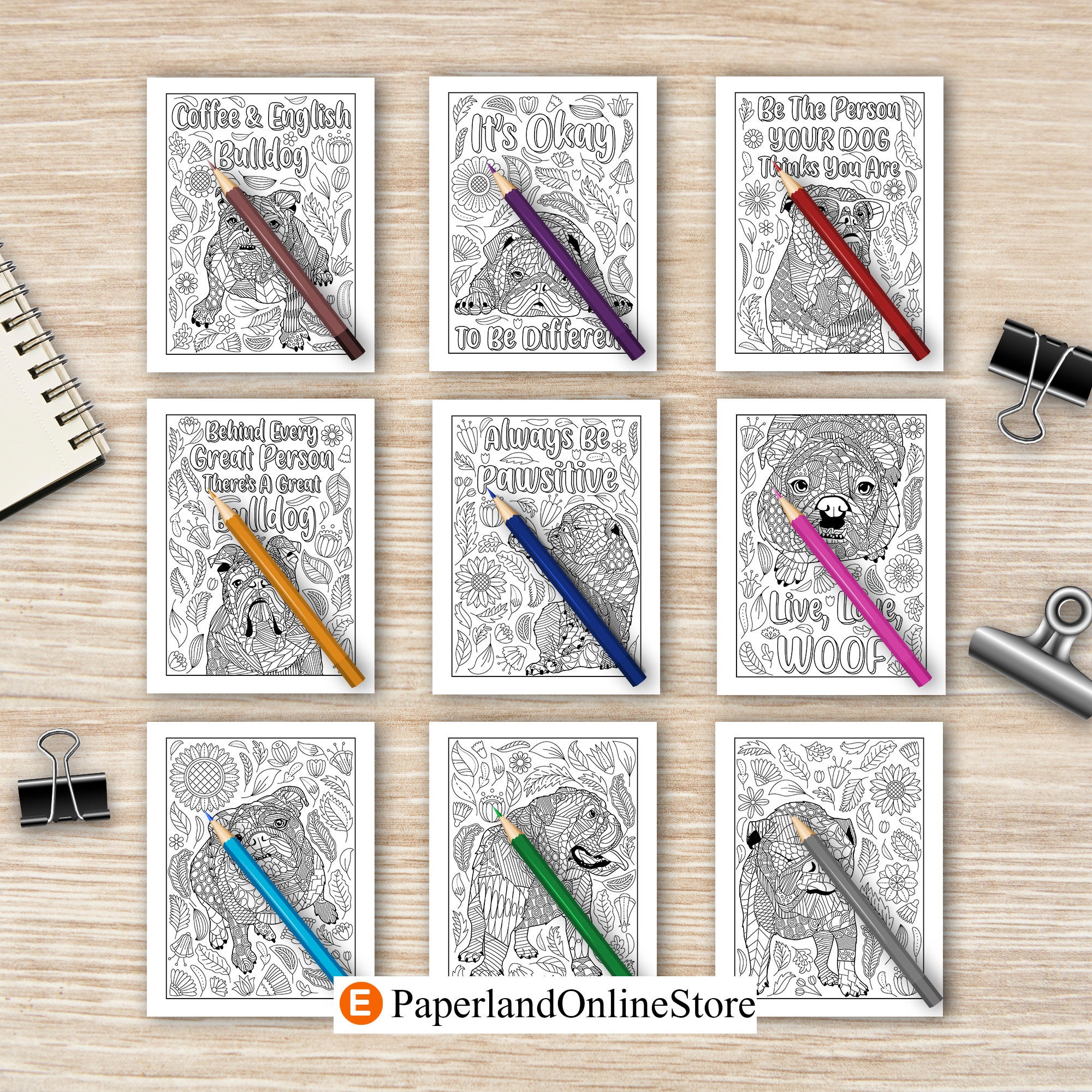 Kleurboek Engelse Bulldog: zentangle bloemenmandala's - Etsy België, image size:2000x2000