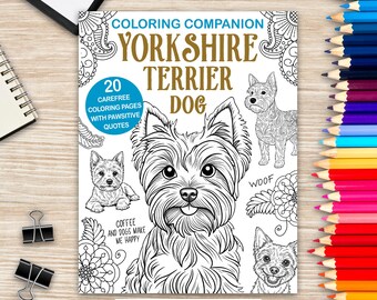 Yorkshireterrier målarbok: Hundmandalas och roliga citat