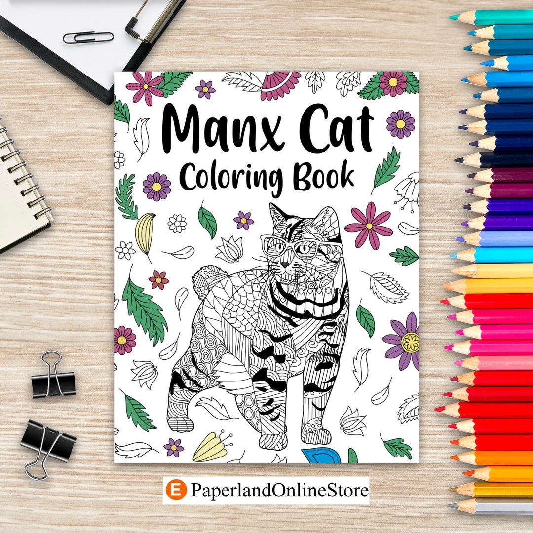 Manx Cat Coloring Book, Zentangle Animal, Floral and Mandala Paisley ...