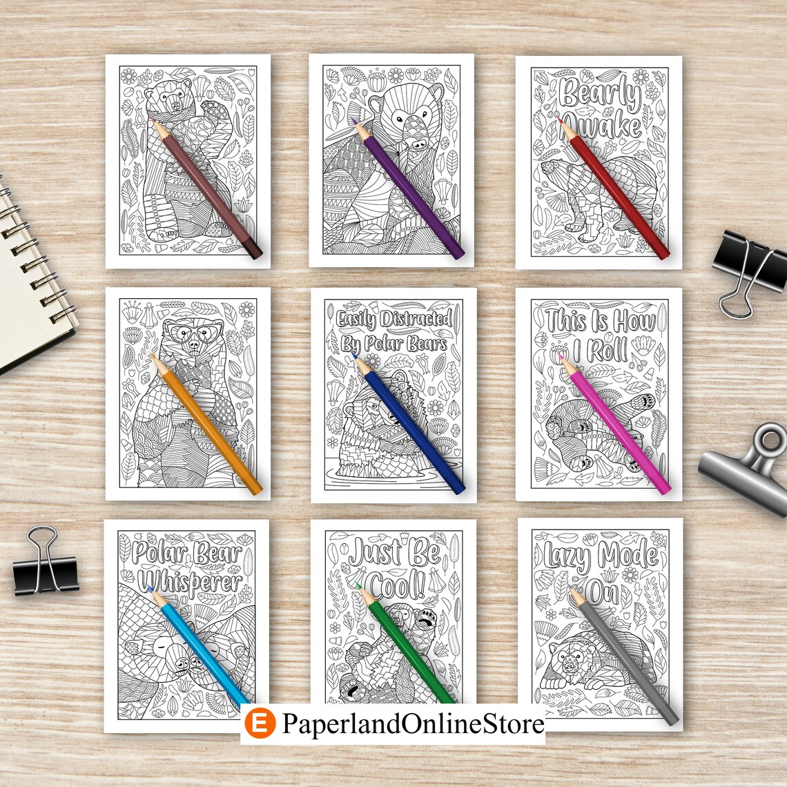 Polar Bear Coloring Book Coloring Books for Adults Gifts for | Etsy