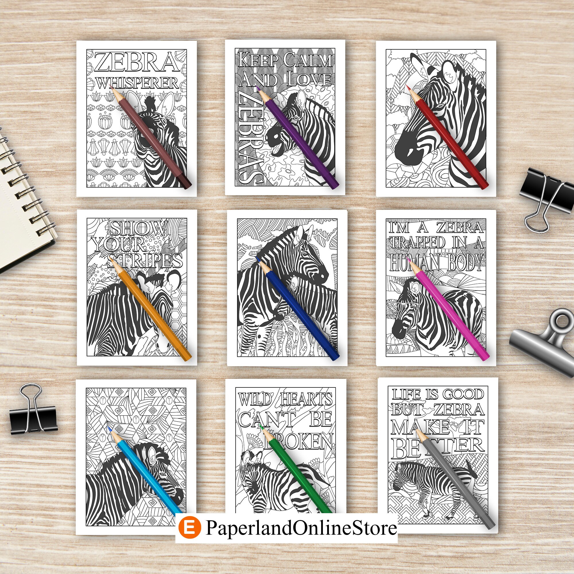 Zebra Coloring Book, Coloring Books for Adults, Gifts for Zebra Lovers ...