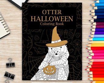 Halloween-kleurboek Otter: zentangleontwerpen voor volwassenen