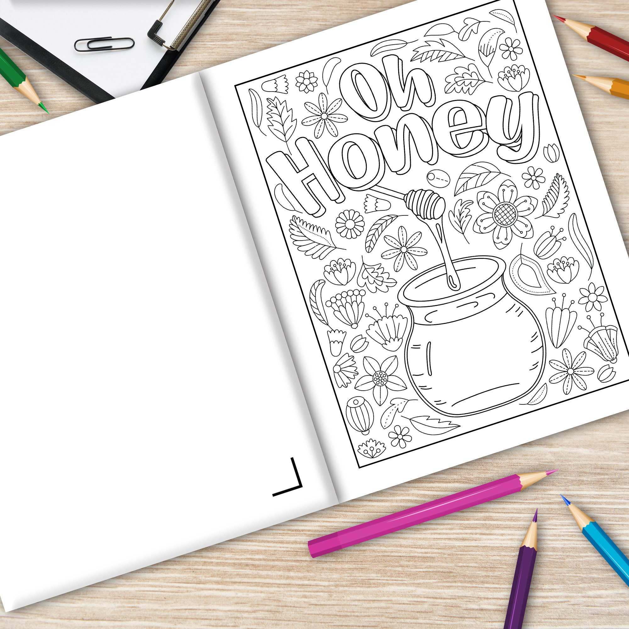 Bee Coloring Book Adult Coloring Book Bee Lover Gift Floral - Etsy