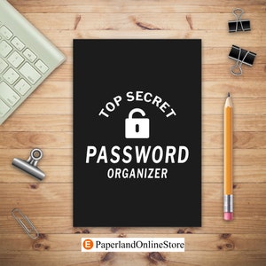 Top Secret Password Organizer, Password Log Book, Website Organizer, Password Tracker, Password Journal, Internet Password, Password Keeper