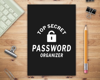 Top Secret Passwort Organiser, Passwort Logbuch, Website Organizer, Passwort Tracker, Passwort Journal, Internet Passwort, Passworthalter