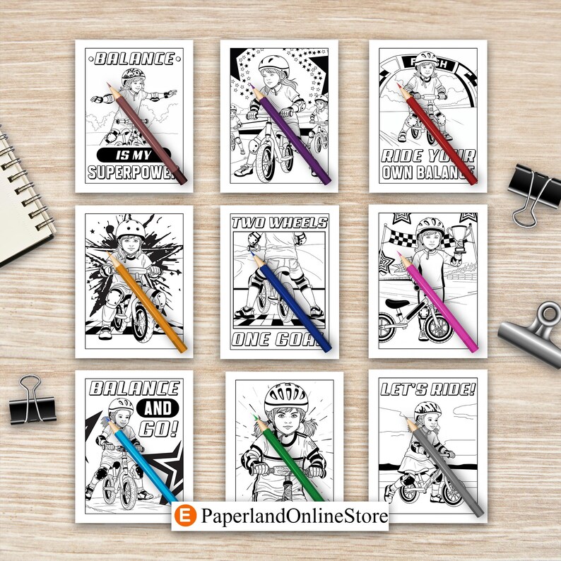 Balance Bike Coloring Book, Fun First Bike Adventures for Kids, Easy Balance Bicycle Coloring Pages for Toddlers and Children