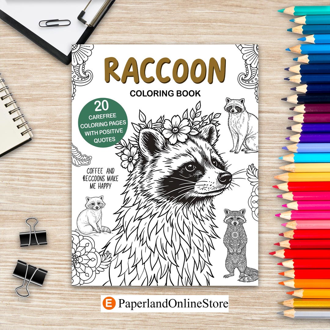 Mandala Raccoon Raccoon Coloring Book: Mandala Designs & Funny Quotes, Stress Relief - Etsy