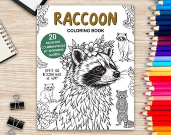 Libro para colorear de mapaches: diseños de mandalas y frases divertidas para aliviar el estrés