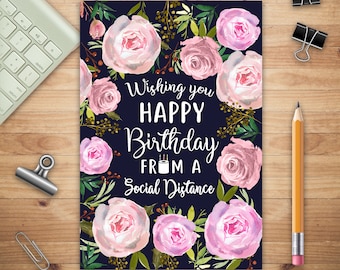 Wishing You Happy Birthday From a Social Distance, Birthday Lined Notebook, Personalized Notebook, Personalized Diary, Journal Notebook