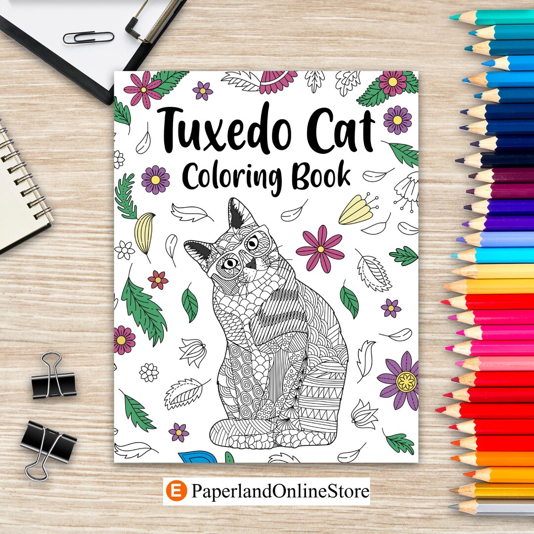 Tuxedo Cat Coloring Book, Mandala Crafts & Hobbies Zentangle Books