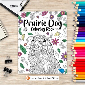 Prairiehond kleurboek, kleurboeken voor volwassenen, cadeaus voor liefhebbers van prairiehonden, bloemen mandala kleurplaten, kleurboek dieren
