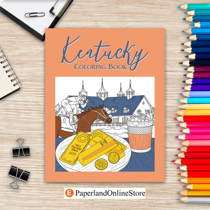 Kentucky Coloring Book Adult Coloring Page Painting on USA - Etsy