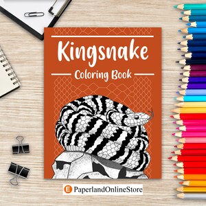 Kingsnake Coloring Book, Coloring Books for Adults, Serpentes Coloring Pages, Gifts for Snake Lovers, Reptilia Coloring Painting, Art Books