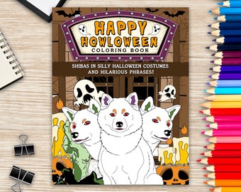 Shiba Inu Halloween Coloring Book: Silly Costumes & Quotes