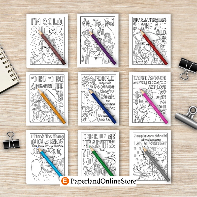 Johnny Coloring Book, Coloring Books for Adults, American Actor Coloring, Stress Relief Book, Book Lovers Gifts, Art Book, Activity Books