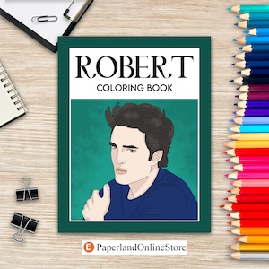 Libro para colorear de Robert, Libros para colorear para adultos, Páginas para colorear de actores, Amantes de las estrellas de cine, Libro de actividades, Libros para aliviar el estrés