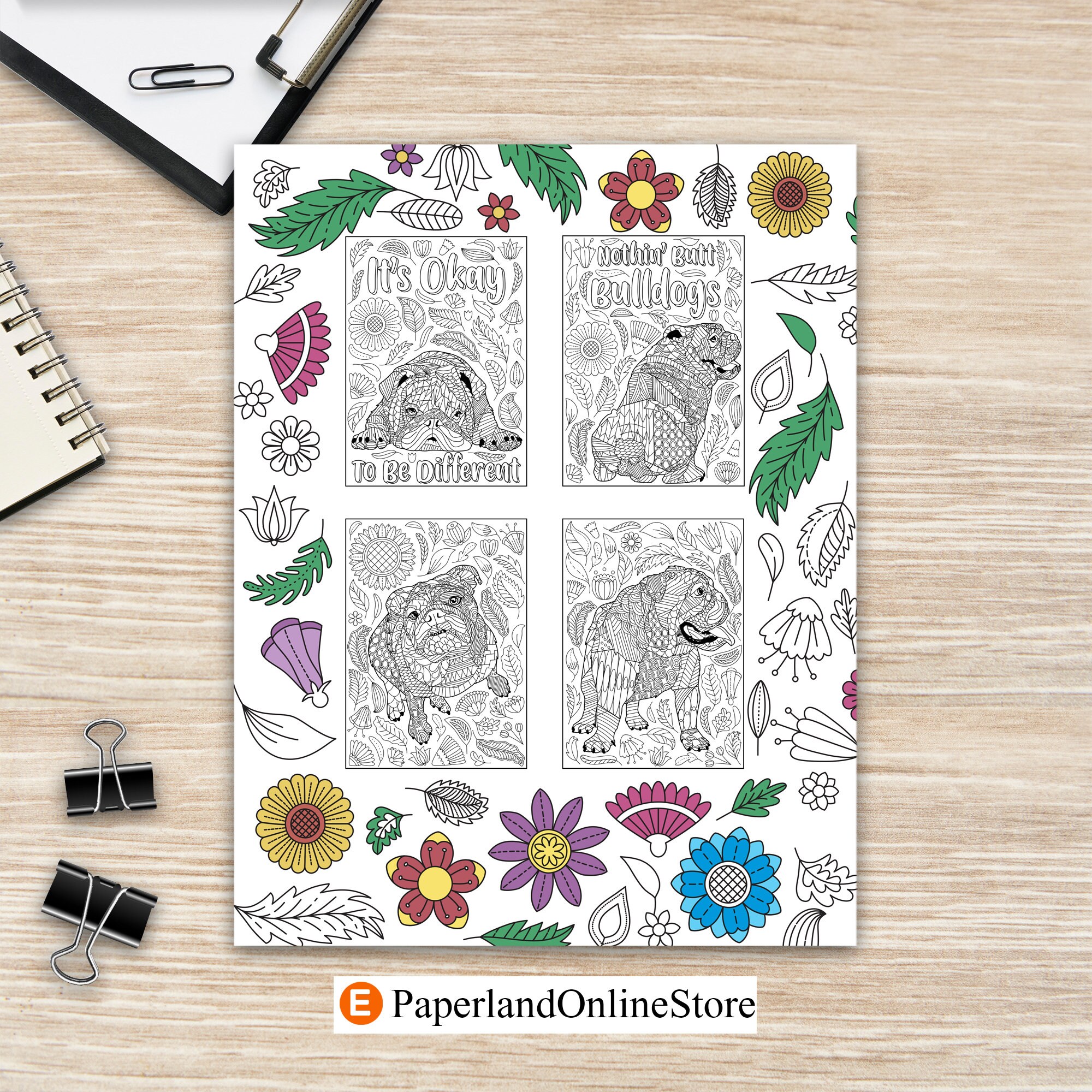 Kleurboek Engelse Bulldog: zentangle bloemenmandala's - Etsy België, image size:2000x2000