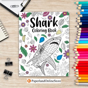 Shark Coloring Book, Coloring Books for Adults, Shark Zentangle Coloring Pages, You are Jawsome, Under The Sea, Easily Distracted by Sharks