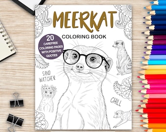 Meerkat Coloring Book: Mandala Designs, Funny Quotes, Stress Relief Art