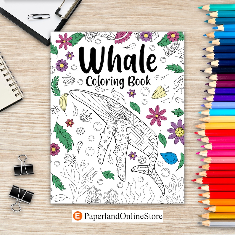 Whale Coloring Book Coloring Books for Adults Whale - Etsy