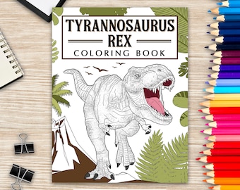 Tyrannosaurus Rex Coloring Book: Stress Relief Dinosaur Pages