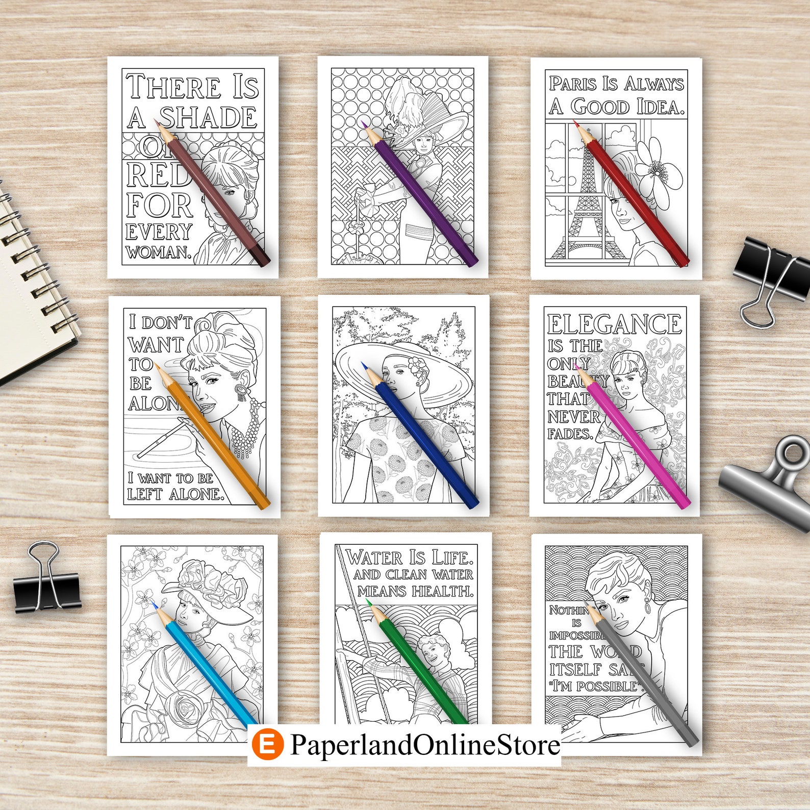 Audrey Coloring Book, Coloring Books for Adults, Actress Coloring Book ...