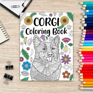 Corgi Coloring Book, Adult Coloring Book, Dog Lover Gift, Corgi Gifts, Floral Mandala Coloring Pages, Animal Kingdom, Dog Mom, Pet Owner