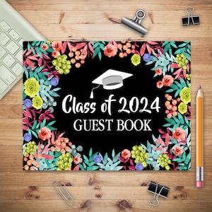 Class of 2024 Guest Book with Floral Cover, Graduation Party Guest Book, Graduation Gifts, Graduation Letter, Class of 2024 Gift