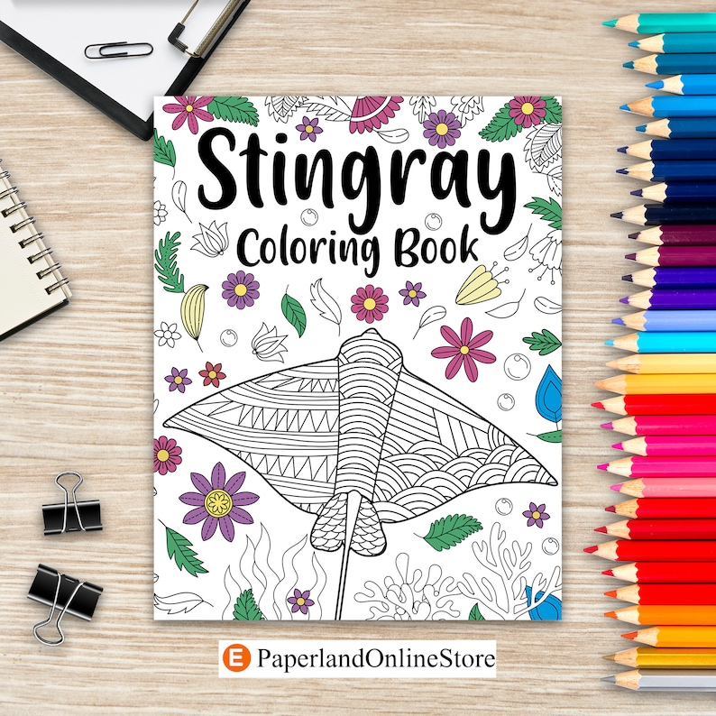 Stingray Coloring Book Coloring Books for Adults Stingray Etsy