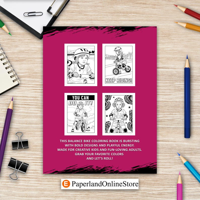 Balance Bike Coloring Book, Fun First Bike Adventures for Kids, Easy Balance Bicycle Coloring Pages for Toddlers and Children