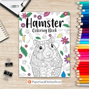 Hamster Coloring Book, Coloring Books for Adults, Gifts for Hamster Lovers, Floral Mandala Coloring Pages, Animal Lovers Coloring Book