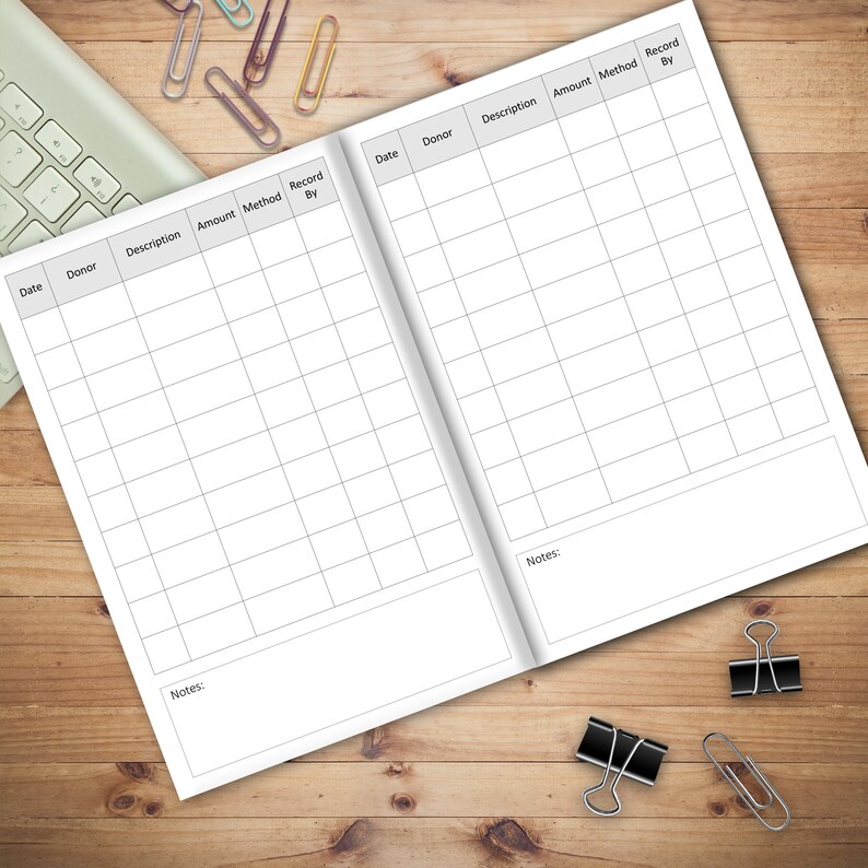 Charity Donation Log Book Adult Finance Log Book printed Etsy