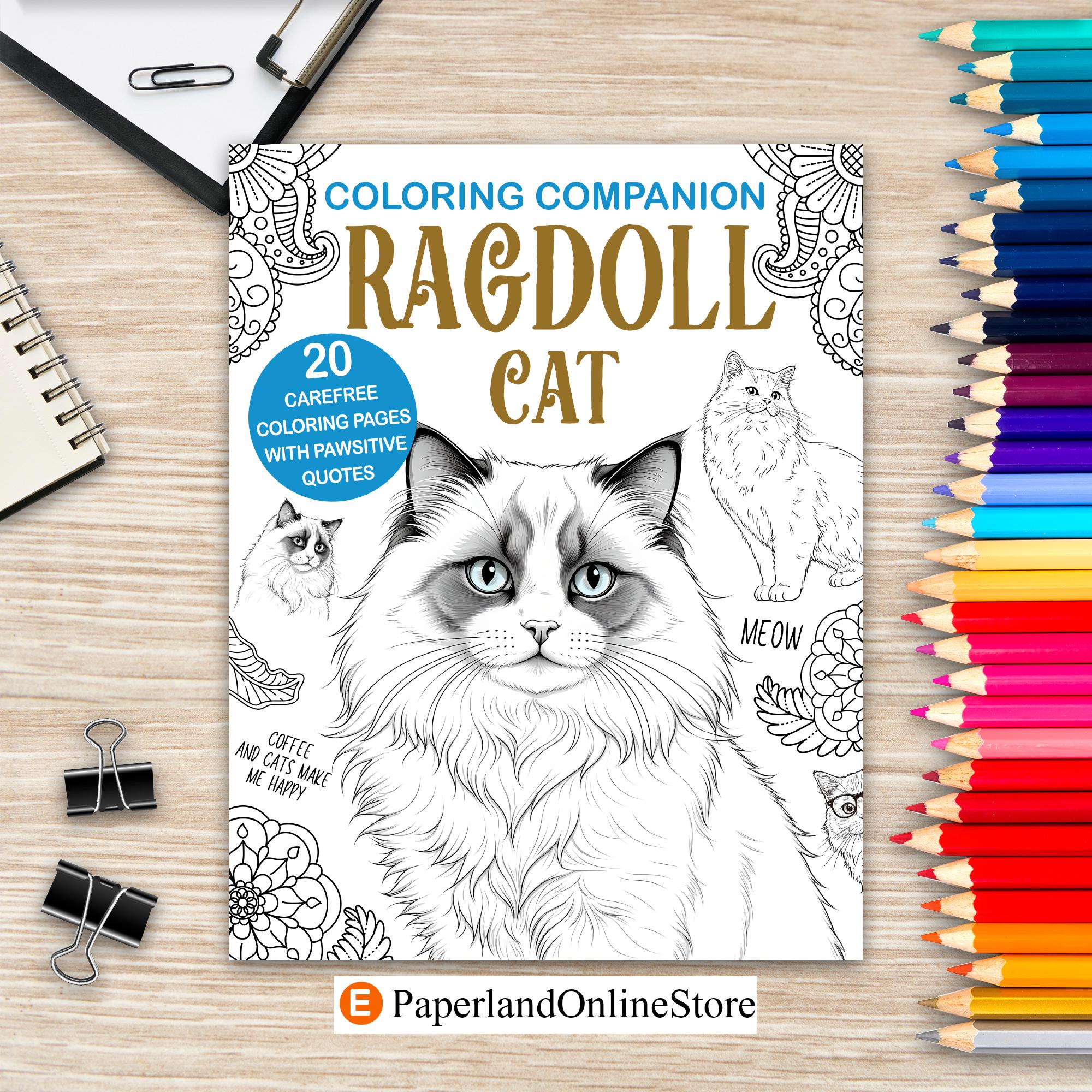 Ragdoll Coloring, 20 Unique Illustrations, Cute Mandala Pages, Humorous Cat Quotes, Creative Gift for Animal Lovers, Cat Mom & Pet Owner