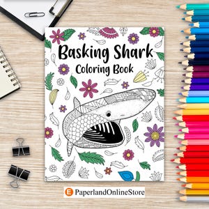 Basking Shark Coloring Book, Zentangle Coloring Book for Adults, Sea Life Coloring Pages, Ocean Animal Painting, Under the Sea Coloring Gift