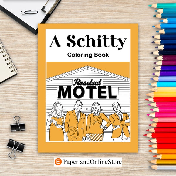 Kolorowanka "Schitty", Kolorowanka inspirowana motelem "Schitt's Creek", Kolorowanka dla dorosłych, Johnny Rose, Obraz Moiry Rose, Prezent dla fana telewizji